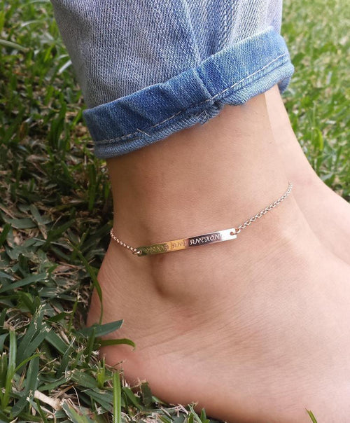 Name Bar Thick Anklet Bracelet