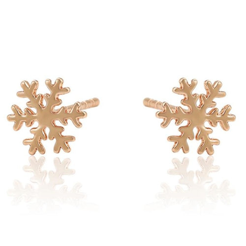 Snowflake Stud Earrings Rose Gold