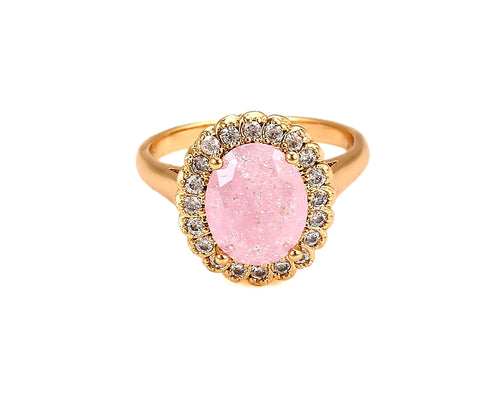18k Gold Plated Ring with Pink quartz stone