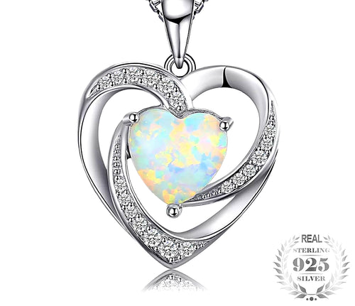 Opal birthstone Pendant necklace Sterling Silver