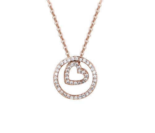 14k Rose Gold Plated Circle of Love Necklace