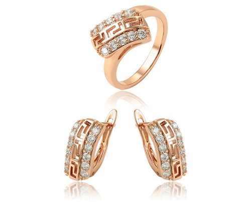 18K Rose Gold Plated Earrings and Ring Size  6 Jewelry Set * Clearance *