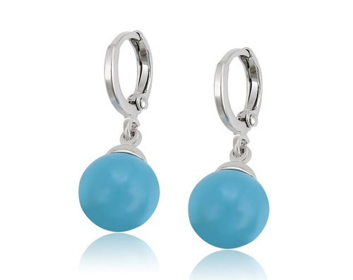 Turquoise Lever back Ball Drop Earrings