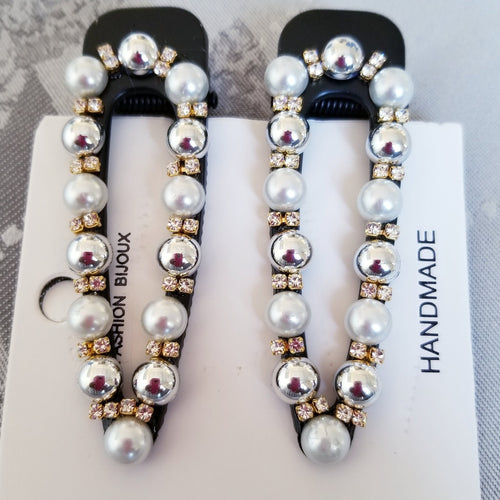 Rhinestone and Pearl Hair Clips (Set of 2)