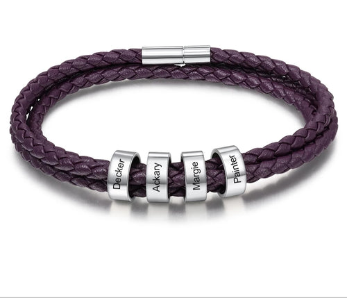 Men or Women Bracelet with Small Custom name 4 Beads