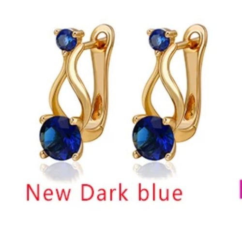 18k Gold plated Hoop Earrings with Sapphire stone