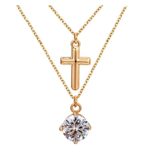 Cross Layered Necklace-* Clearance *