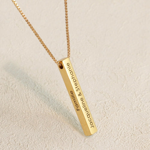 Personalized 3D Vertical Bar Necklace