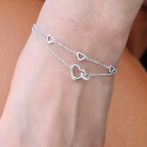 Silver Heart Charms Bracelet