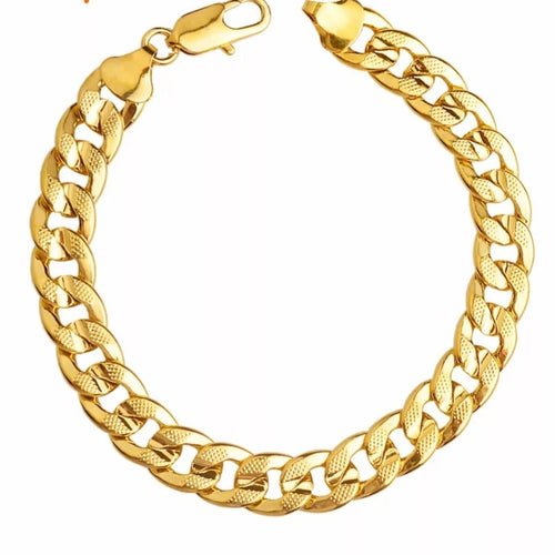 Gold 10mm Curb Chain Bracelet