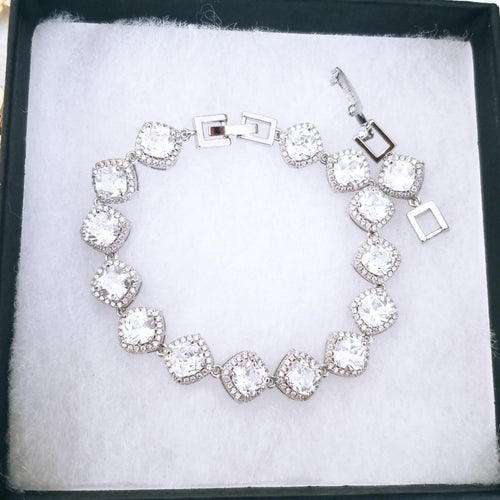 Princess Cut Zirconia White Gold Bracelet