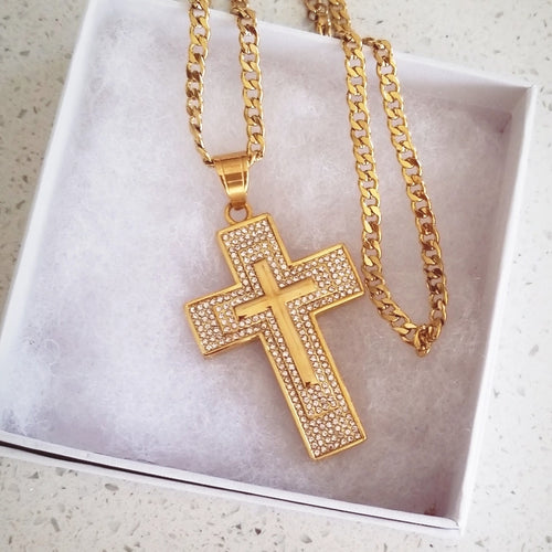Big Cross Necklace Gold