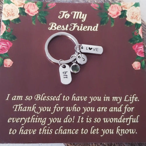 Best Friend Keychain with Love Charm Personalized