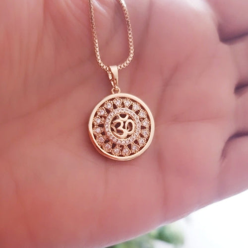 18k Gold Filled OM Pendant Necklace