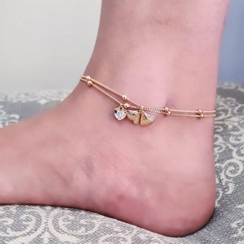 18k Gold Filled Two Layers Anklet