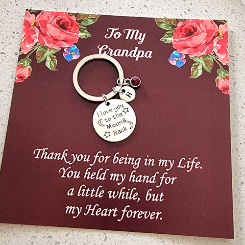 I Love You to the Moon and Back Personalized Grandpa Keychain