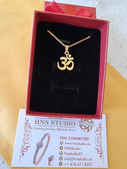 OM Pendant Necklace Gold Plated
