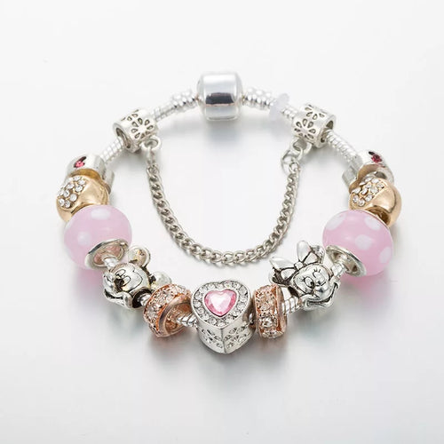 Mickey Minnie Mouse Charm Bracelet