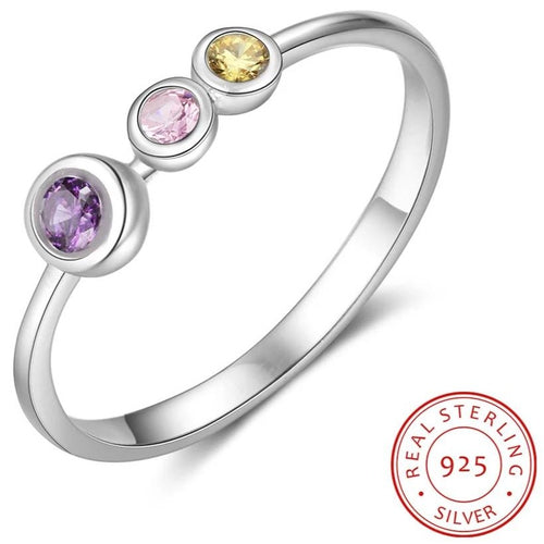 Family Ring with Birthstones, Birthday Stone Ring