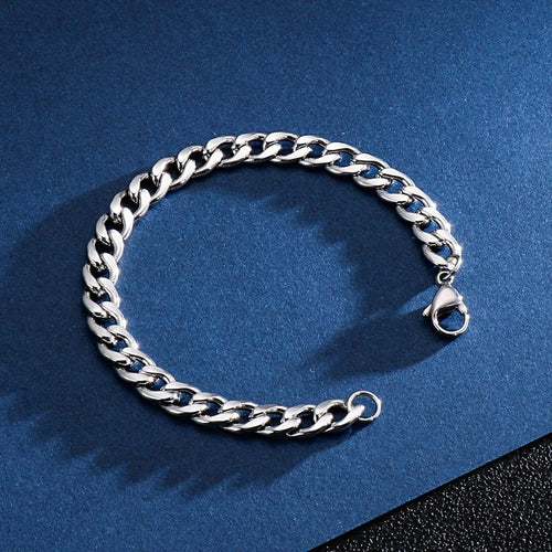Men's Stainless Steel Curb Link Chain Bracelet - 7 mm