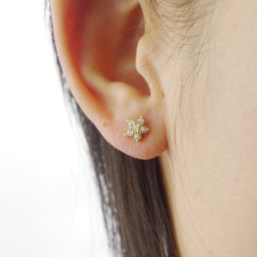 Tiny Flower CZ Stud Earrings