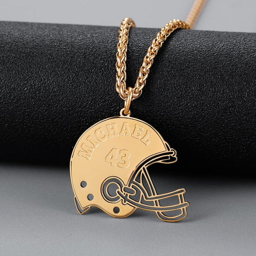 Personalized Football Helmet Name Necklace