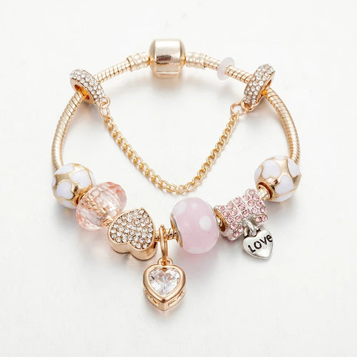 Rose Gold European charms Bracelet