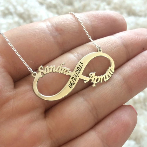 Infinity Necklace with 2 Names and Date