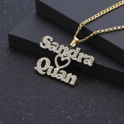 Iced out Two Names Necklace
