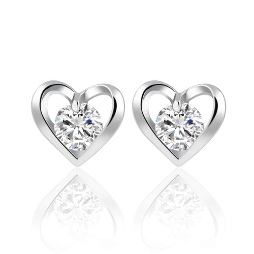 Silver Heart Earrings Studs