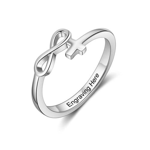 Personalized Name Cross & Infinity Ring
