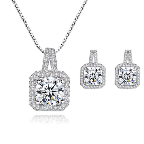 Cubic Zircon Sterling Silver Necklace set-Clearance