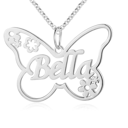 Sterling Silver Butterfly Name Necklace