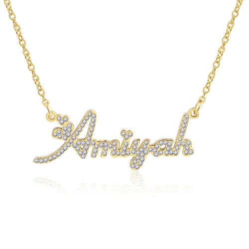 Iced out Name Necklace with Crystals