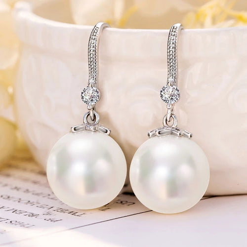 Silver Drop Earrings with Freshwater Pearls