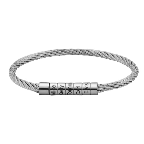 Men Stainless Steel Bracelet with Name Beads