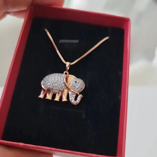 18k Gold Plated Lucky Elephant Pendant Necklace