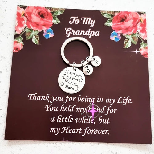 I Love You to the Moon and Back Personalized Grandpa Keychain