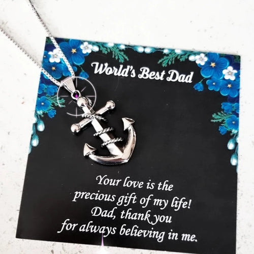 Men's Silver Anchor Pendant Necklace