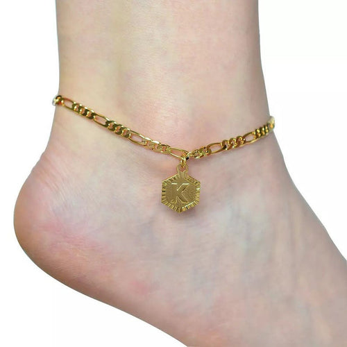 18K Gold Plated Initial Anklet