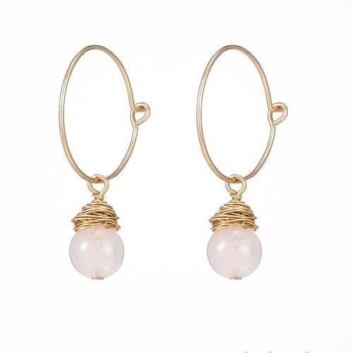 Pearl Dangle Hoop Earrings