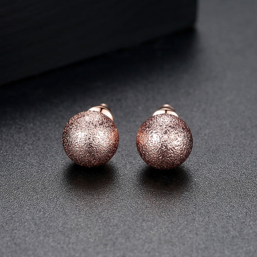 Rose Gold Bead Ball Stud Earrings