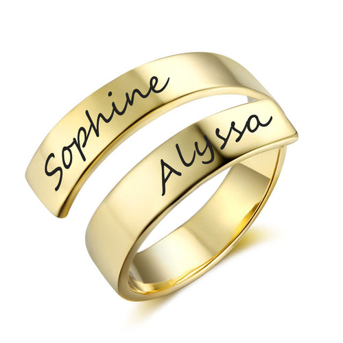 Engraved Two Names Ring