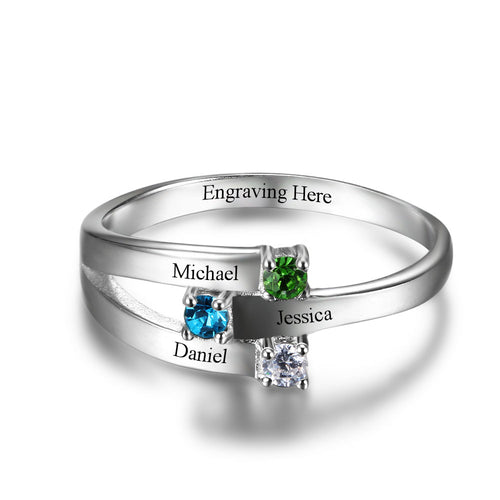 925 Sterling Silver Personalized Family Ring