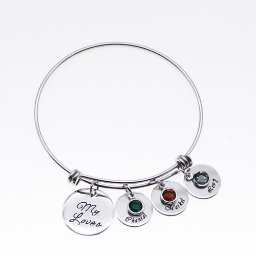 Mom bracelet with kids names and Birthstones