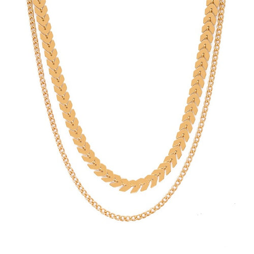 Chevron Chain Choker Two Layers Necklaces
