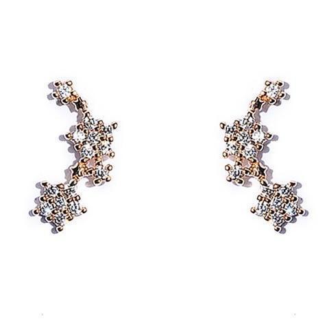 Gold and Silver Flower Tiny Climber Earrings