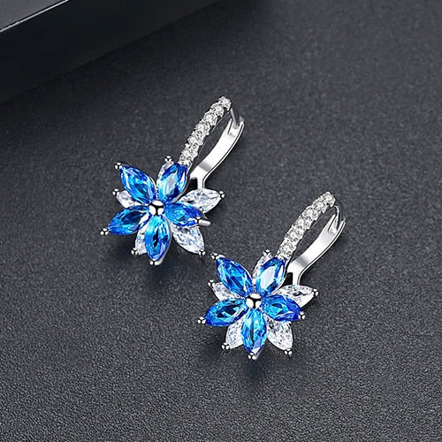 Flower Clear Crystal Zirconia Earrings