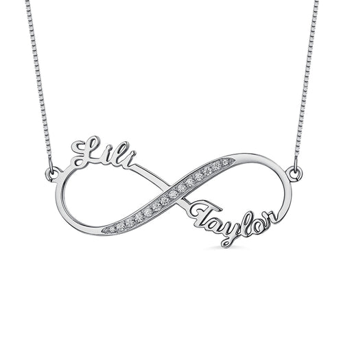 Sterling Silver Infinity Necklace 2 Names