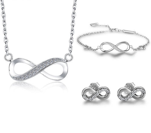 Infinity Necklace Set in Sterling Silver
